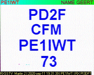 PE1IWT: 2020-09-11 de PI3DFT
